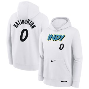 Nike Tyrese Haliburton Indiana Pacers Youth White 2024/25 City Edition High - quality Name & Number Pullover Hoodie Act fast! Only a handful left. Secure this amazing jersey now.