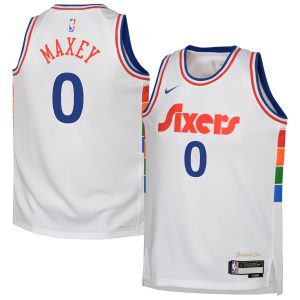 Nike Tyrese Maxey Philadelphia 76ers Youth White 2024/25 Dashing Swingman Player Jersey City Edition Team spirit! Show it off with this awesome jersey.