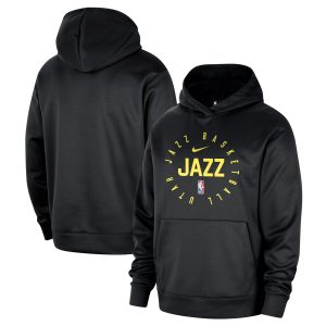 Nike Utah Jazz Black 2024/25 Spotlight On Court Practice Performance Luxurious Pullover Hoodie Retailers