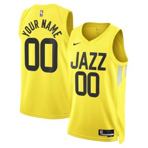 Nike Utah Jazz Unisex Gold Swingman Custom Jersey Icon Classy Edition Sports fans