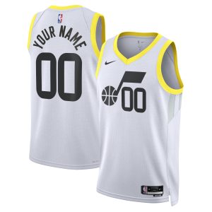 Nike Amazing Utah Jazz Unisex White Swingman Custom Jersey Association Edition Sports fans