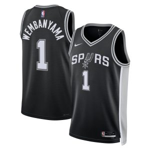 Nike Victor Wembanyama San Antonio Spurs Elegant Unisex Black 2023 NBA Draft First Round Pick Swingman Jersey Icon Edition Sports enthusiasts