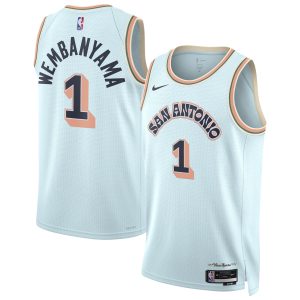 Nike Victor Wembanyama Stylish San Antonio Spurs Unisex Light Blue 2024/25 Swingman Player Jersey City Edition Designed for performance! Get this functional jersey.