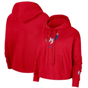 Nike Washington Wizards Women's Red 2021/22 Fantastic City Edition Essential Logo Cropped Pullover Hoodie Time - sensitive! Order now before the deal expires.