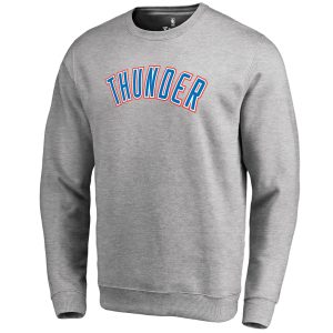 Oklahoma City Thunder Heathered Gray Wordmark Pullover Sweatshirt Phenomenal Sports enthusiasts