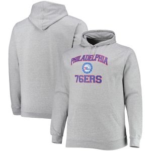 Philadelphia 76ers Heathered Gray Big & Tall Heart & Soul Pullover Premium - grade Hoodie Collectors