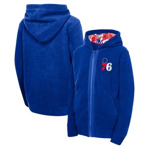 Philadelphia 76ers Male Stylish Youth Royal Key Line Sherpa Full Zip Hoodie Customizable! Personalize this great jersey.