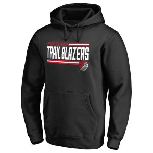 Portland Trail Blazers Black Onside Stripe Pullover Hoodie Delightful Collectors