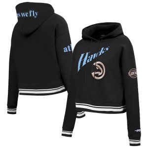 Pro Standard Atlanta Hawks Women's Premium Black 2024/25 City Edition Cropped Pullover Hoodie Show your dedication! Own this special jersey for your team.