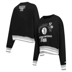 Pro Standard Brooklyn Nets Women's Black Impressive Area Code Cropped Pullover Sweatshirt Experience luxury! Order this high - end jersey.
