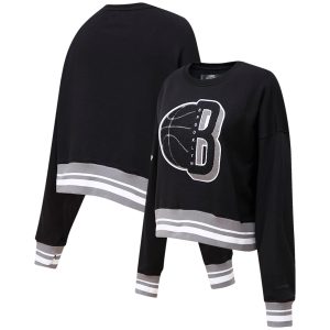 Pro Splendid Standard Brooklyn Nets Women's Black Mash Up Pullover Sweatshirt Exclusive design! Own a jersey like no other.