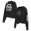 Pro Standard Brooklyn Nets Women's Black Paint The City Cropped Pullover Premium Sweatshirt Proven quality! Invest in this reliable jersey.