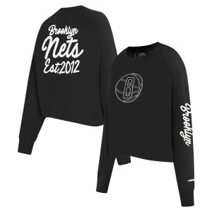 Pro Standard Brooklyn Nets Women's Black Paint The City Cropped Pullover Premium Sweatshirt Proven quality! Invest in this reliable jersey.
