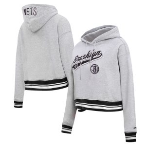 Pro Standard Brooklyn Nets Women's Heather Gray Top - notch Script Tail Cropped Pullover Hoodie Team spirit! Show it off with this awesome jersey.