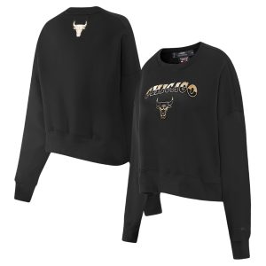 Pro Standard Chicago Bulls Women's Black Glam Cropped Pullover Glamorous Sweatshirt Time - sensitive! Order now before the deal expires.