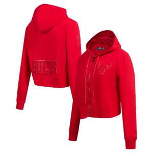 Pro Standard Chicago Bulls Women's Red Splendid Triple Tonal Full Zip Hoodie Upgrade your fan gear! Order this premium jersey today.