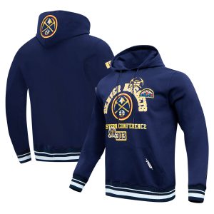 Pro Luxurious Standard Denver Nuggets Navy Area Code Pullover Hoodie Don't be left out! Get this stylish jersey and show your team pride.