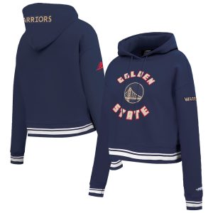Pro Standard Golden State Warriors Women's Navy 2024/25 City Edition Chenille Applique Splendid Cropped Pullover Hoodie Exclusive design! Own a jersey like no other.