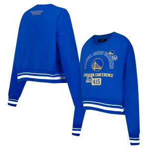 Pro Standard Golden State Warriors Women's Royal Stylish Area Code Cropped Pullover Sweatshirt Time - sensitive! Order now before the deal expires.