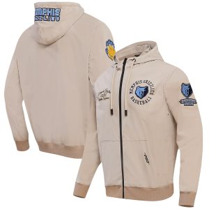Pro Standard Memphis Grizzlies Distinguished Khaki Hybrid Full Zip Hoodie Collectors