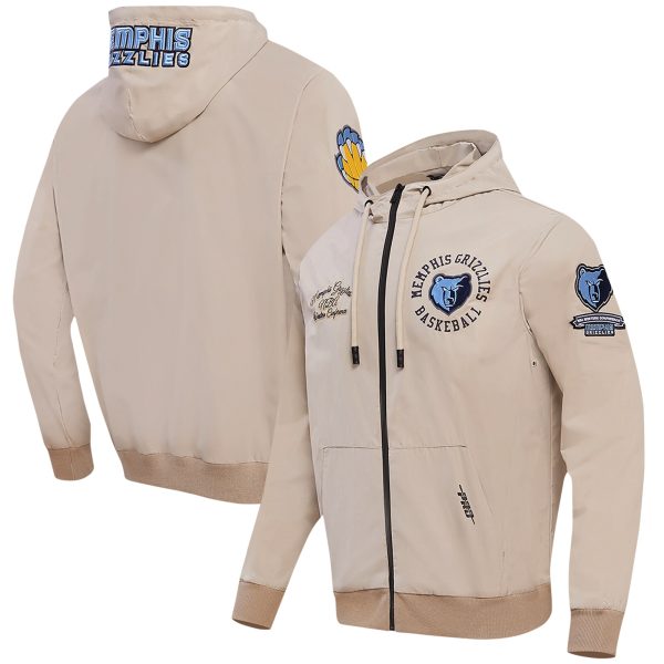 Pro Standard Memphis Grizzlies Distinguished Khaki Hybrid Full Zip Hoodie Collectors