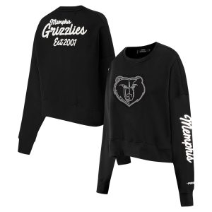 Pro Standard Memphis Grizzlies Women's Black Paint The Distinguished City Cropped Pullover Sweatshirt Limited stock! Be quick and grab this must - have jersey to support your team.