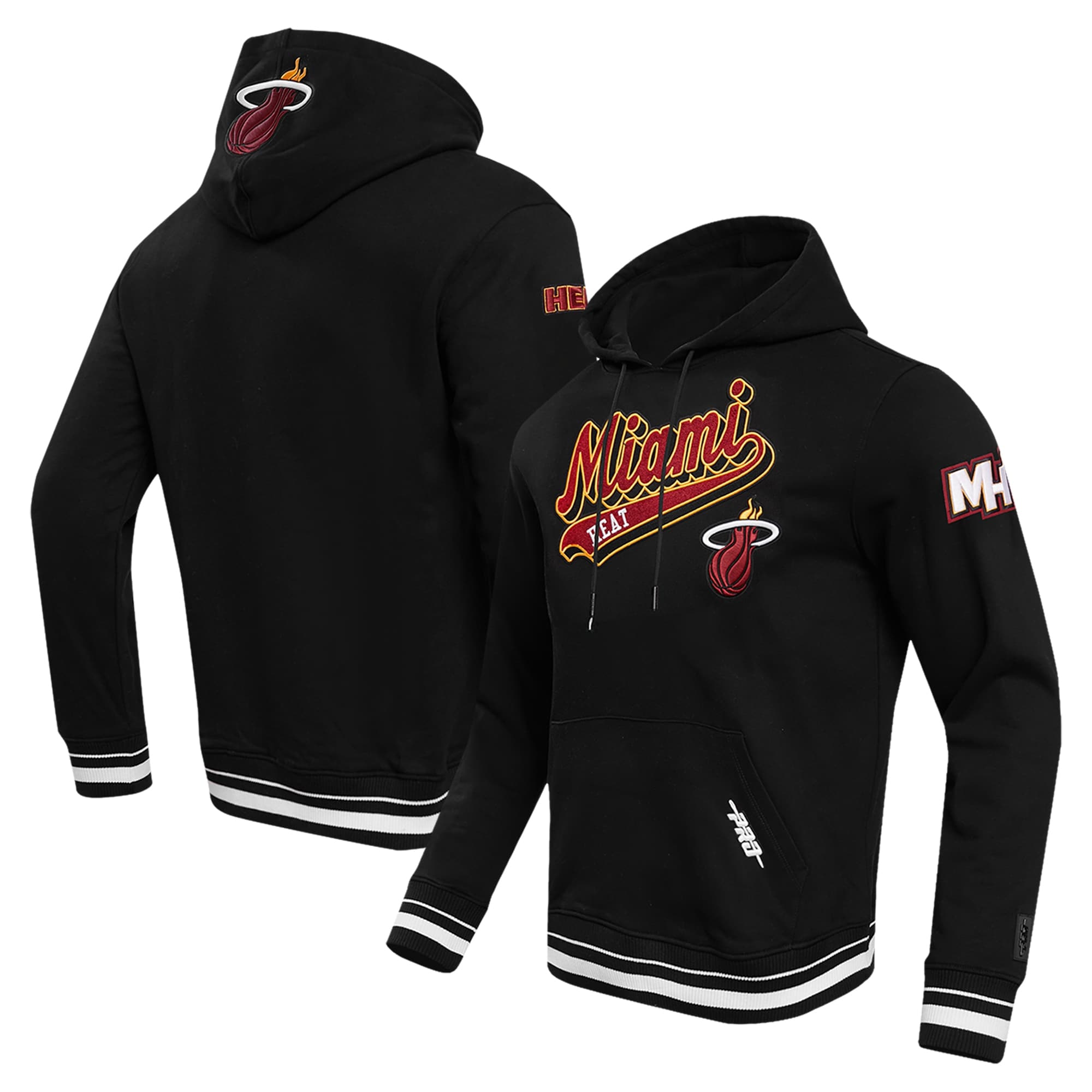 Pro Standard Miami Heat Black Script Tail Pullover Amazing Hoodie Sports enthusiasts