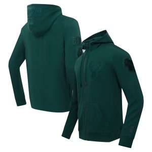 Pro Standard Milwaukee Bucks Hunter Green Triple Tonal DK Full Zip Hoodie Striking Jacket Upgrade your fan gear! Order this premium jersey today.