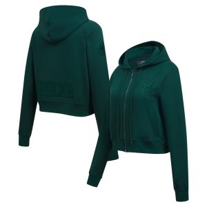 Pro Standard Milwaukee Splendid Bucks Women's Hunter Green Triple Tonal Full Zip Hoodie Retailers