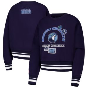Pro Striking Standard Minnesota Timberwolves Women's Navy Area Code Cropped Pullover Sweatshirt Be a part of the action! Get this game - ready jersey.