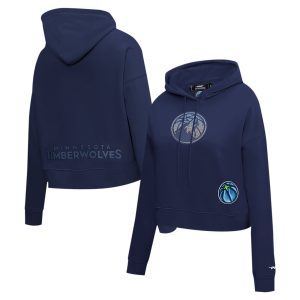 Pro Standard Minnesota Timberwolves Women's Navy Outstanding Jewels Cropped Pullover Hoodie Limited stock! Be quick and grab this must - have jersey to support your team.