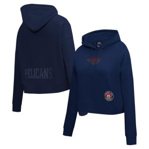 Pro Standard New Orleans Pelicans Women's Navy Jewels Cropped Pullover Remarkable Hoodie Collectors