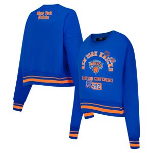 Pro Standard New York Knicks Women's Admirable Blue Area Code Cropped Pullover Sweatshirt Show your dedication! Own this special jersey for your team.