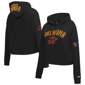 Pro Standard Oklahoma City Thunder Women's Black 2024/25 City Edition Chenille Applique Cropped Pullover Striking Hoodie Limited stock! Be quick and grab this must - have jersey to support your team.