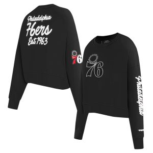 Pro Standard Philadelphia Stylish 76ers Women's Black Paint The City Cropped Pullover Sweatshirt For a short time only! Don't miss out on this fantastic jersey.