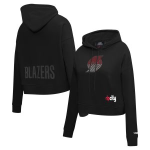 Pro Standard Portland Trail Blazers Women's Black Sophisticated Jewels Cropped Pullover Hoodie Exclusive design! Own a jersey like no other.