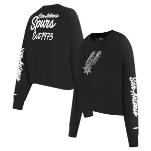 Pro Standard San Antonio Spurs Women's Black Paint The City Captivating Cropped Pullover Sweatshirt New arrival! Check out this fresh and exciting jersey.