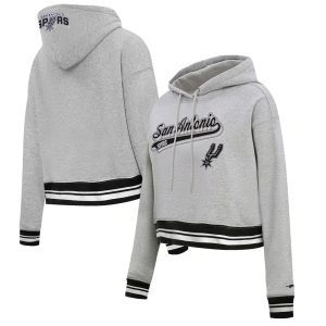 Pro Standard San Antonio Spurs Women's Heather Gray Dashing Script Tail Cropped Pullover Hoodie Limited edition! Don't miss your chance to own this unique jersey.