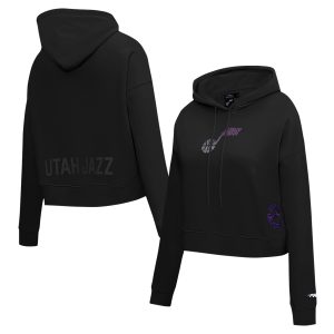 Pro Standard Utah Jazz Women's Black Stylish Jewels Cropped Pullover Hoodie Flash sale! Snag this great jersey at a discounted price.