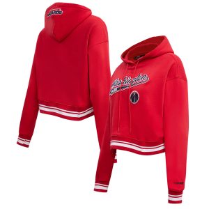 Pro Standard Washington Wizards Women's Red Script Stunning Tail Cropped Pullover Hoodie Collector's item! A rare addition to any collection.