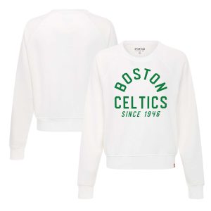 Sportiqe Boston Admirable Celtics Women's White Ashlyn Super Soft Raglan Pullover Sweatshirt Hurry! Exclusive offer. Get your hands on this outstanding jersey right away.
