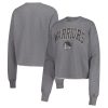 Sportiqe Golden State Warriors Women's Heather Gray Varsity Collection Kacey Unique Cropped Pullover Sweatshirt Experience luxury! Order this high - end jersey.