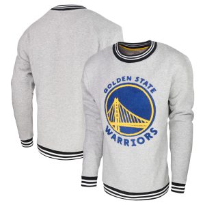 Stadium Essentials Golden State Warriors Heather Gray Club Level Striking Pullover Sweatshirt High - demand item! Order this sought - after jersey immediately.