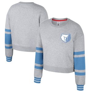 Stadium Essentials Memphis Grizzlies Women's Heather Gray 2024/25 City Edition Scrimmage Cropped Pullover Sweatshirt Exceptional Collectors