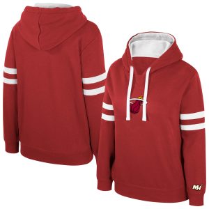 Stadium Essentials Miami Heat Stunning Women's Dark Red Road Game Pullover Hoodie Collector's item! A rare addition to any collection.