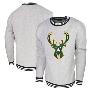 Stadium Essentials Milwaukee Bucks Heather Gray Club Level Charming Pullover Sweatshirt Experience luxury! Order this high - end jersey.