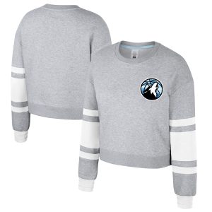 Stadium Essentials Minnesota Timberwolves Women's Heather Gray 2024/25 City Edition Scrimmage Admirable Cropped Pullover Sweatshirt Be a part of the action! Get this game - ready jersey.