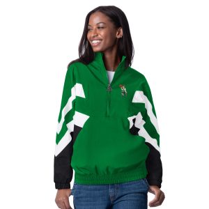 Starter Boston Magnificent Celtics Women's Kelly Green Renegade Oxford Half Zip Jacket Collector's item! A rare addition to any collection.
