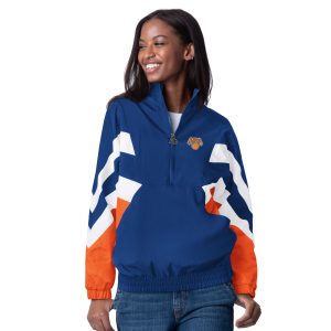 Starter New York Notable Knicks Women's Blue Renegade Oxford Half Zip Jacket Exclusive design! Own a jersey like no other.