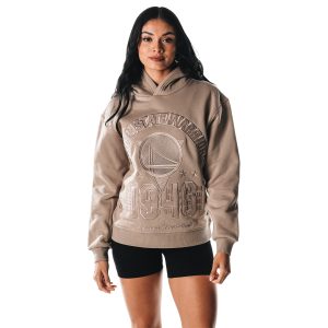 The Wild Collective Golden Admirable State Warriors Women's Gray Satin Pullover Hoodie Collector's item! A rare addition to any collection.